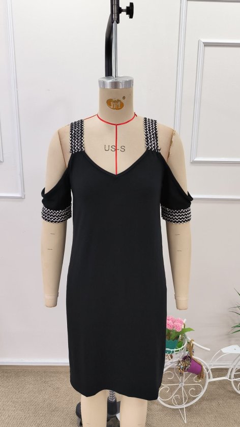 Women's Off-the-Shoulder V-Neck Viscose Dress, 32618