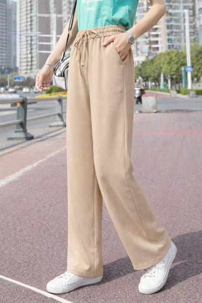 Women's High Waisted Elasticated Waist Belted Straight Leg Aerobin Trousers, 32623