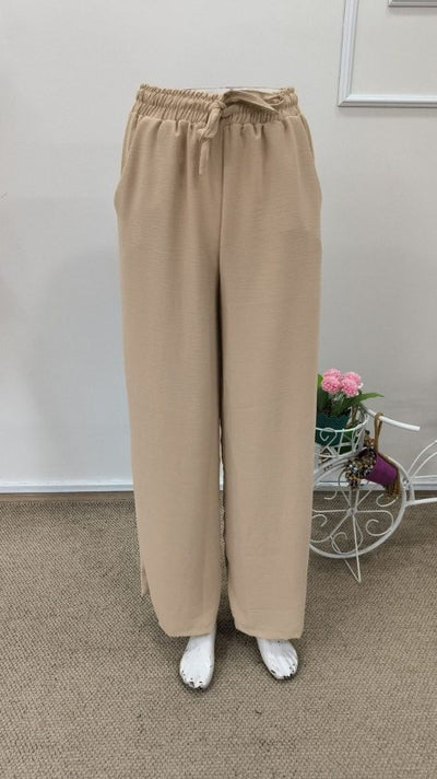Women's High Waisted Elasticated Waist Belted Straight Leg Aerobin Trousers, 32623