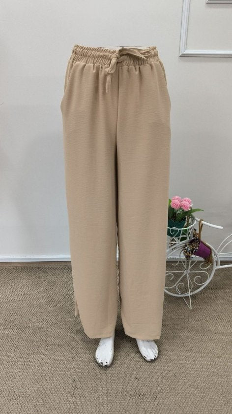 Women's High Waisted Elasticated Waist Belted Straight Leg Aerobin Trousers, 32623