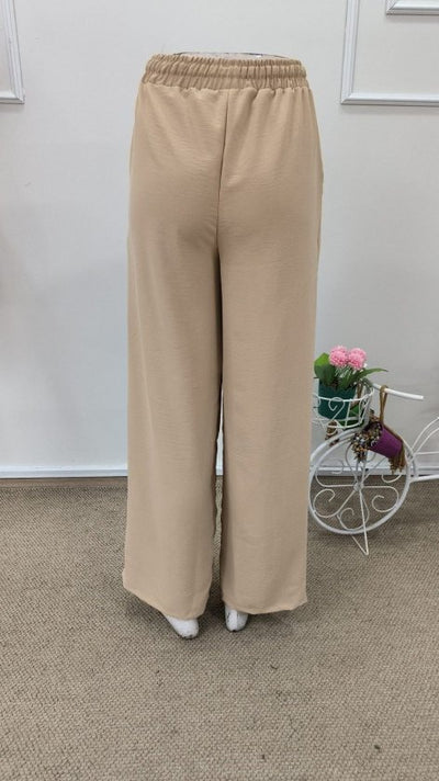 Women's High Waisted Elasticated Waist Belted Straight Leg Aerobin Trousers, 32623
