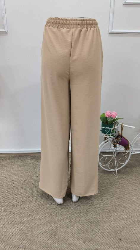 Women's High Waisted Elasticated Waist Belted Straight Leg Aerobin Trousers, 32623