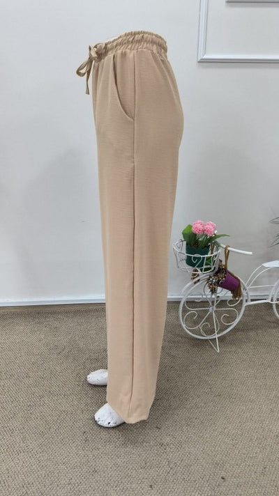 Women's High Waisted Elasticated Waist Belted Straight Leg Aerobin Trousers, 32623