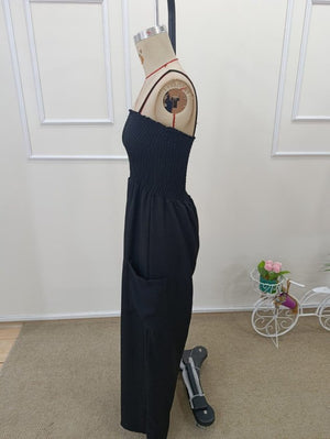 Salopetă pentru femei cu bretele, bust elastic și buzunare, 32653
