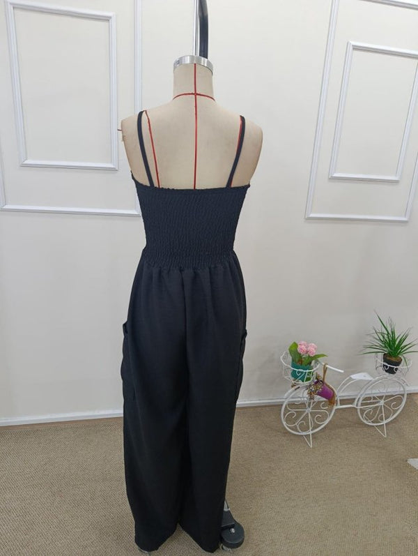 Salopetă pentru femei cu bretele, bust elastic și buzunare, 32653