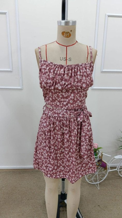 Set de două piese pentru femei, bluză scurtă cu bretele și model Supreme, fustă evazată, 32662
