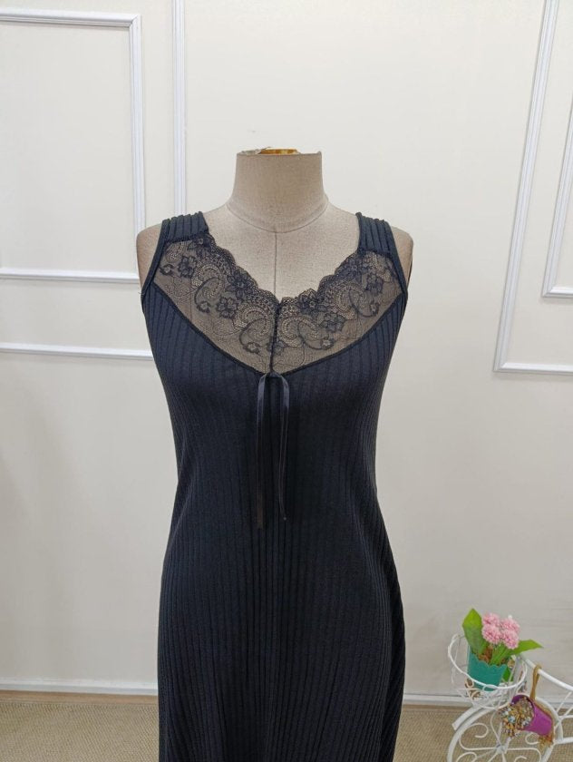 Cămașă de noapte lungă, groasă, cu corset și bretele, pentru femei, cu guler din dantelă, 32668