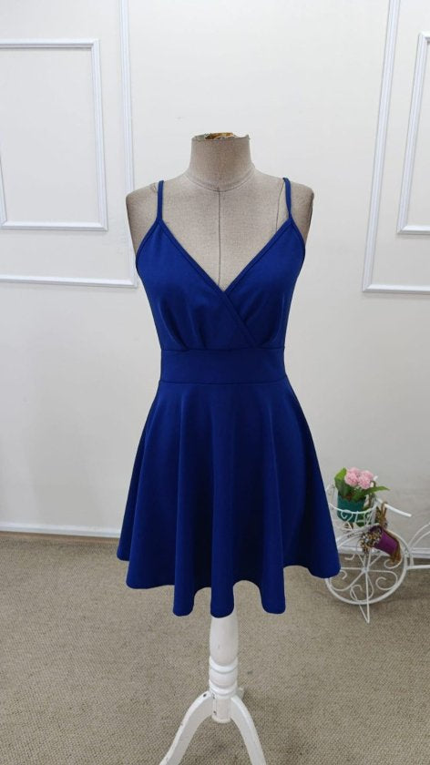 Women's Strappy Wrap Neck Short Imported Crepe Dress, 34481