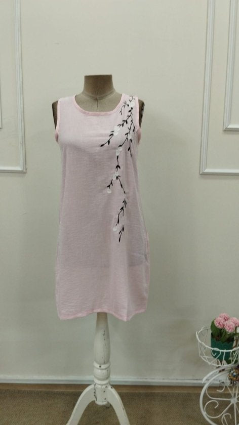 Rochie scurtă cu model floral și guler rotund, cu bretele, pentru femei, 32754