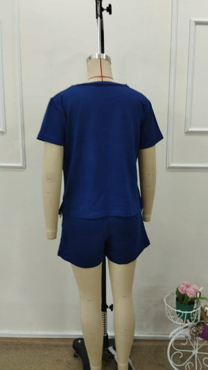 Kadın Kısa Kollu Bisiklet Yaka Viskon Iki Iplik Bluz Ve Short Ikili Takım, 32779