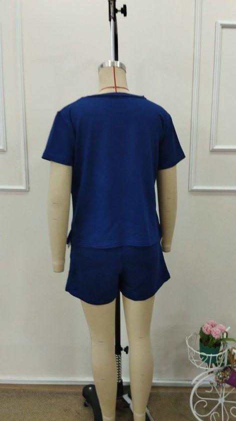Kadın Kısa Kollu Bisiklet Yaka Viskon Iki Iplik Bluz Ve Short Ikili Takım, 32779