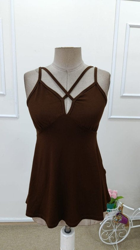 Bluza din viscon lungă cu bretele diagonale pe față, 36640