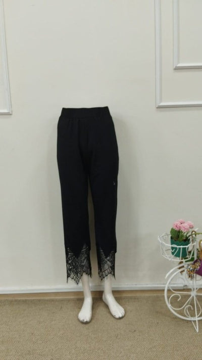 Pantaloni de scuba pentru femei cu talie înaltă și dantelă, 34507