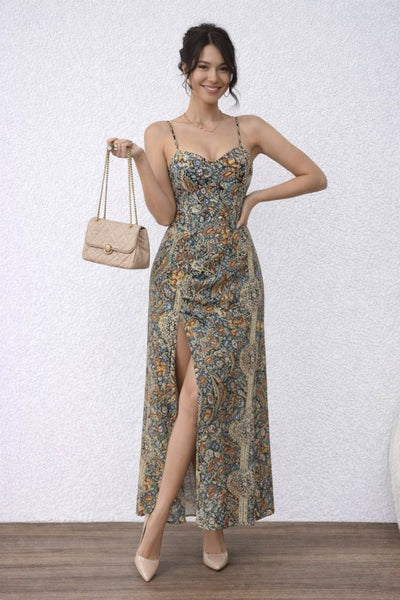Rochie lungă Supreme pentru femei, cu bretele, model și detaliu încrucișat la spate, 32845