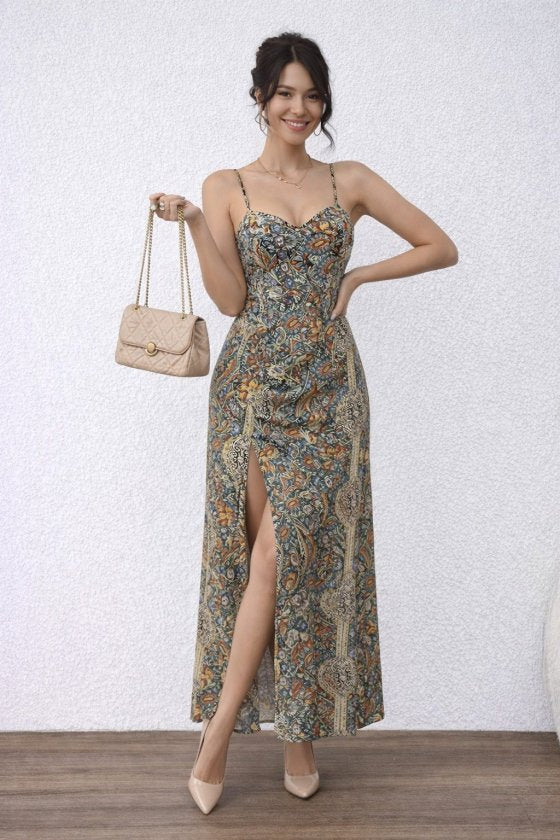 Rochie lungă Supreme pentru femei, cu bretele, model și detaliu încrucișat la spate, 32845