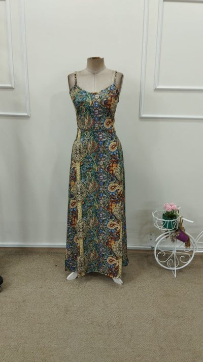 Rochie lungă Supreme pentru femei, cu bretele, model și detaliu încrucișat la spate, 32845