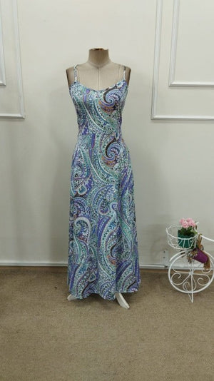 Rochie lungă cu bretele, model Supreme, cu detaliu încrucișat la spate pentru femei, 32846