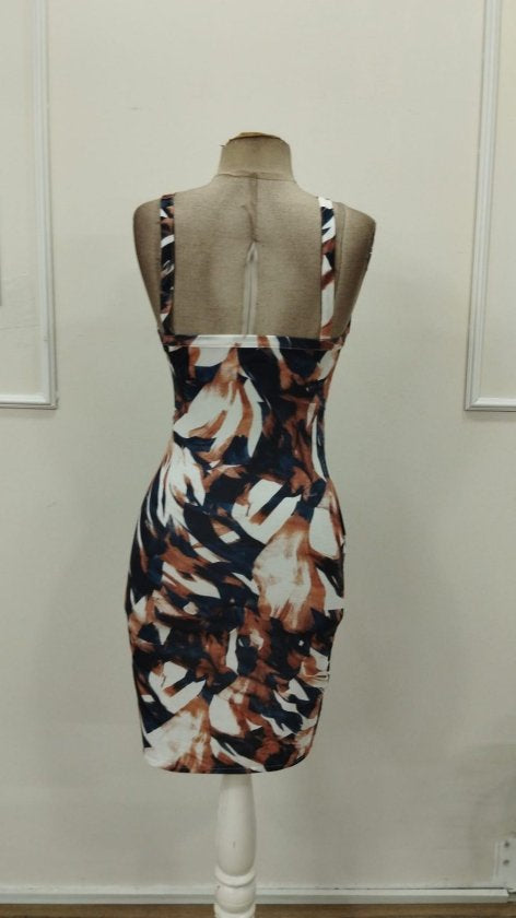 Rochie scurtă Supreme pentru femei, cu bretele, detaliu inelar, decolteu înfășurat, model, 32890