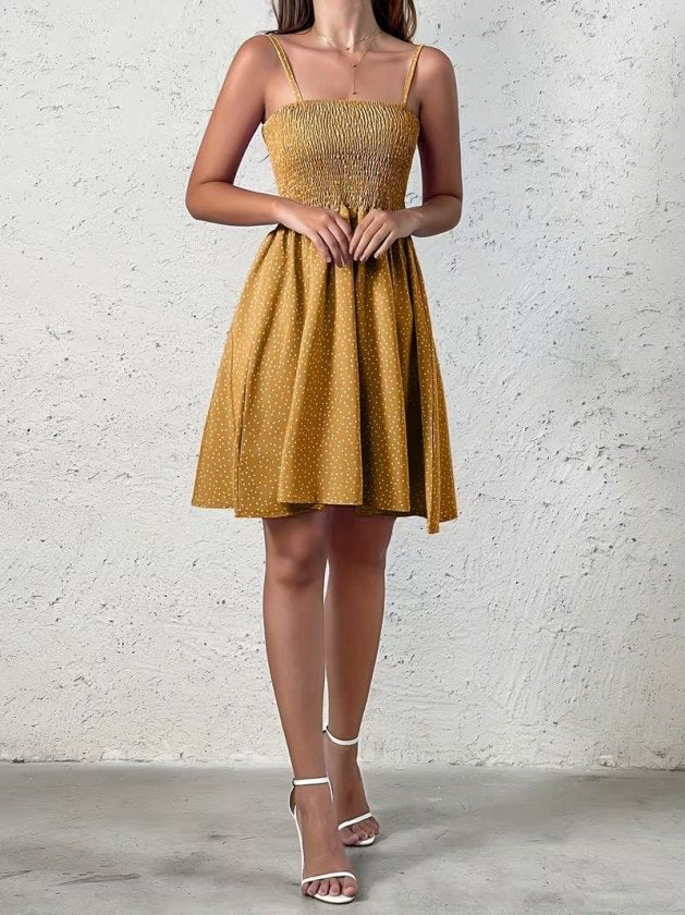 Rochie scurtă din bumbac premium pentru femei cu bretele, model geometric, 37572