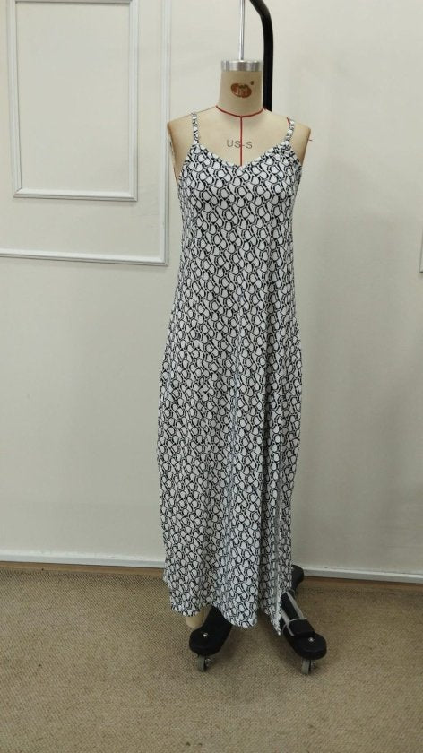 Women's Spaghetti Strap V-Neck Slit Long Supreme Dress, 32918