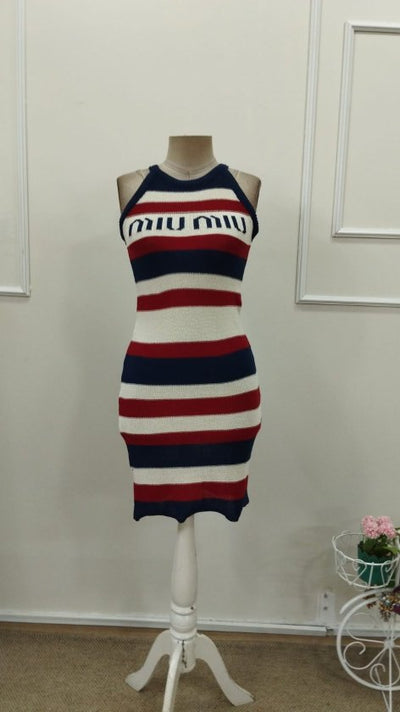Rochie scurtă tricotată multicoloră pentru femei, cu umeri goi, 32944