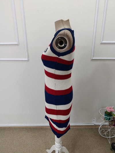 Rochie scurtă tricotată multicoloră pentru femei, cu umeri goi, 32944