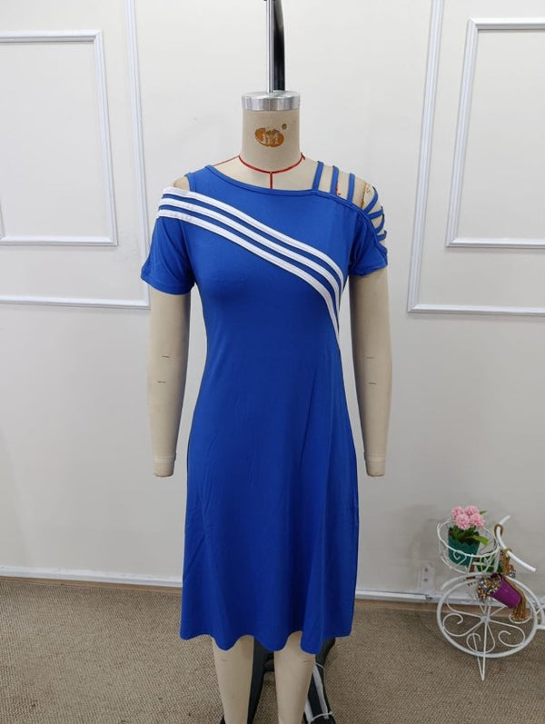 Rochie midi din viscoză cu mânecă scurtă și bretele decupate, pentru femei, 32992