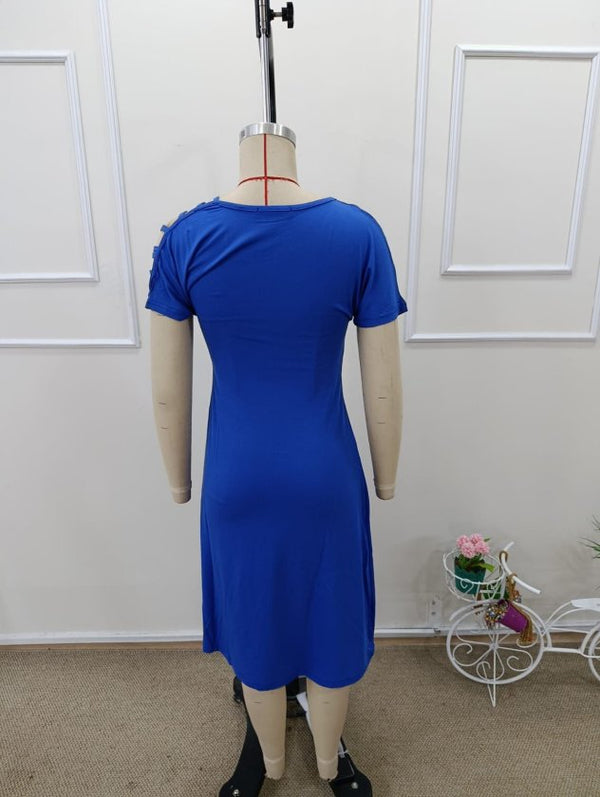Rochie midi din viscoză cu mânecă scurtă și bretele decupate, pentru femei, 32992