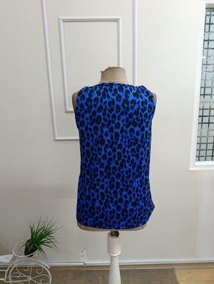 Kadın Askılı V Yakalı Boncuk Detaylı Leopar Desenli Süprem Bluz, 33021