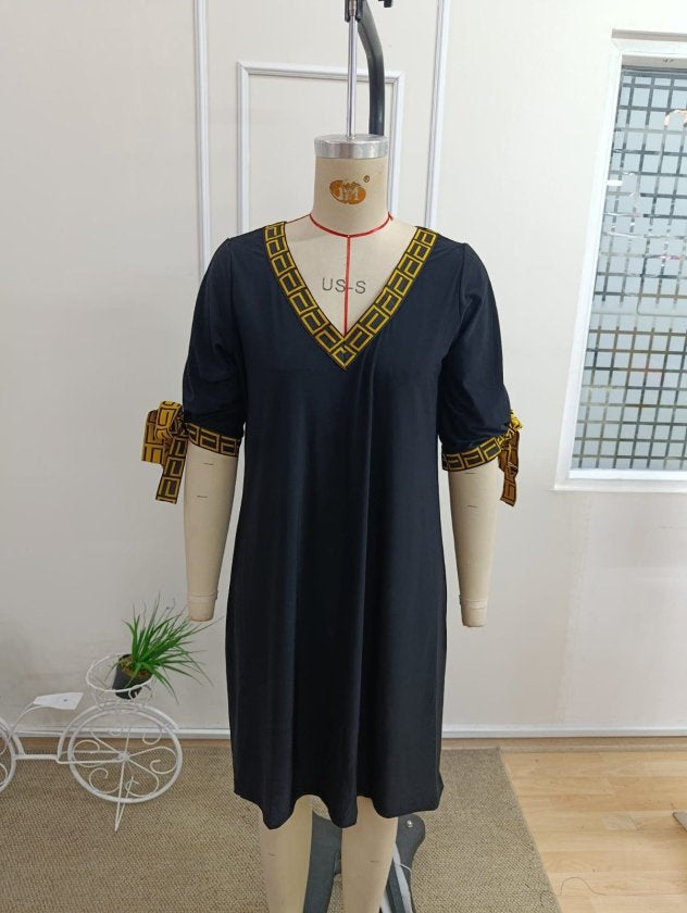 Rochie scurtă de damă, cu mânecă scurtă și decolteu în V, culoare nisip, 34640