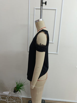 Bluză de damă din viscoză, cu guler rotund și umeri goi, 34526