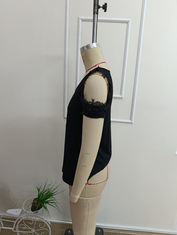 Bluză de damă din viscoză, cu guler rotund și umeri goi, 34526