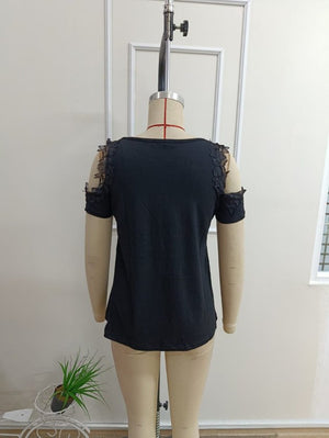 Bluză de damă din viscoză, cu guler rotund și umeri goi, 34526