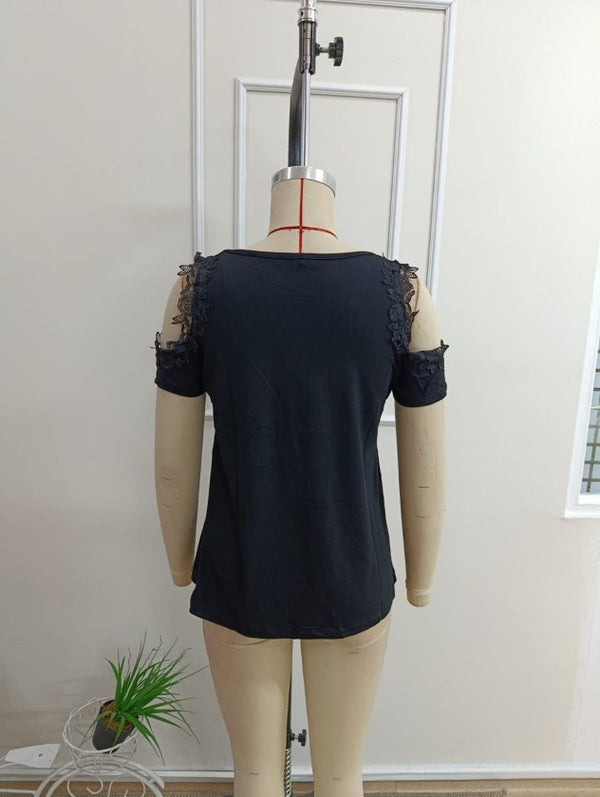 Bluză de damă din viscoză, cu guler rotund și umeri goi, 34526