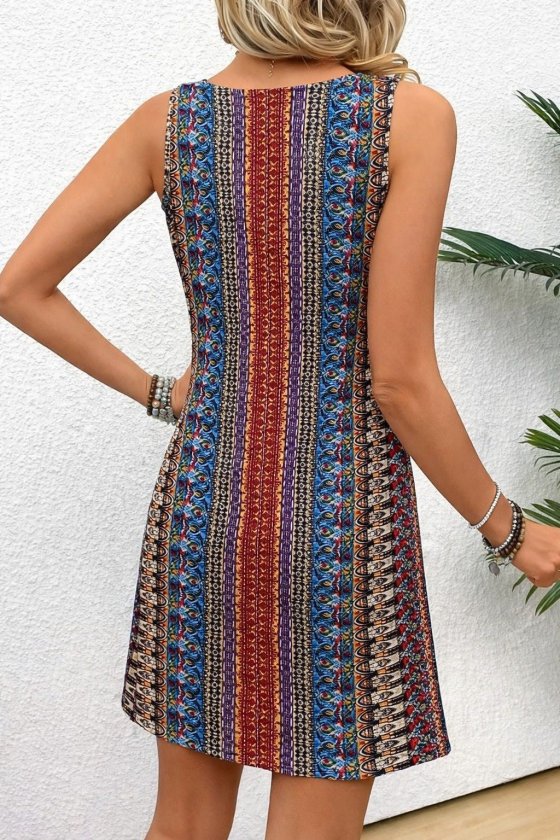Rochie Supreme scurtă cu imprimeu leopard și guler rotund pentru femei, 33158