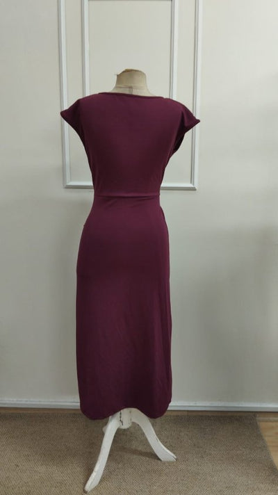Rochie Mini Damă cu Mânecă Scurtă, Decolteu Geometric, Deschisă în Față, din Modal, 35871
