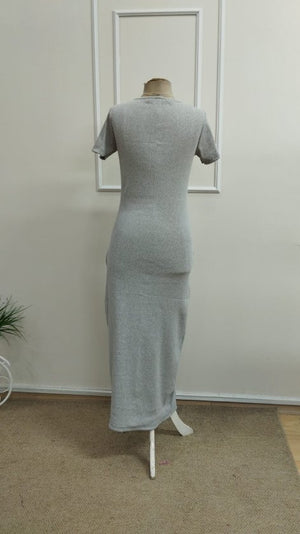 Rochie lungă cu corset, cu mânecă scurtă, decolteu în V și nasturi în față, pentru femei, 33306