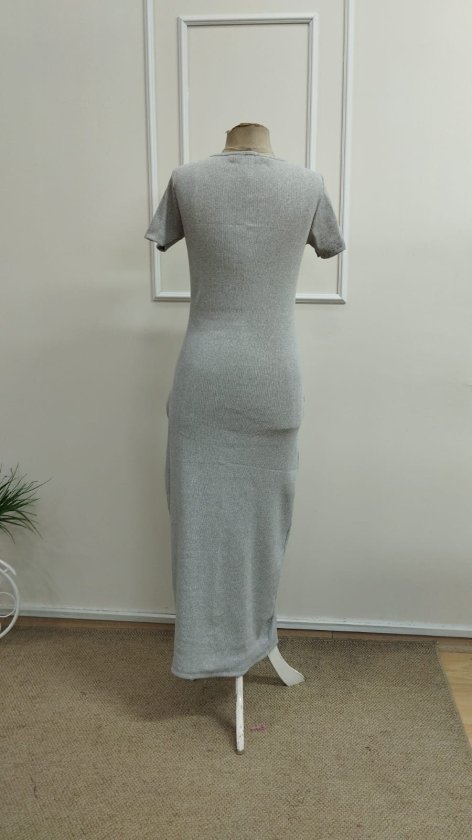 Rochie lungă cu corset, cu mânecă scurtă, decolteu în V și nasturi în față, pentru femei, 33306