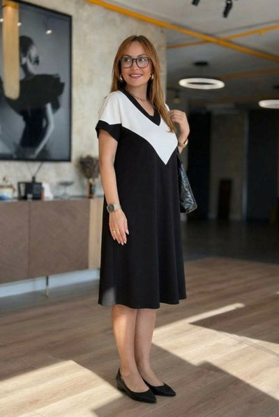 Women's Short Sleeve V-Neck Short Modal Dress, 33310