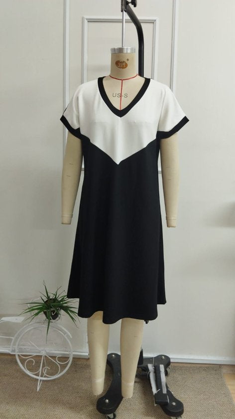 Women's Short Sleeve V-Neck Short Modal Dress, 33310