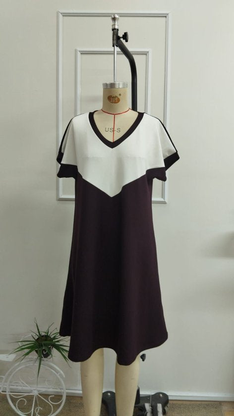 Women's Short Sleeve V-Neck Short Modal Dress, 33311
