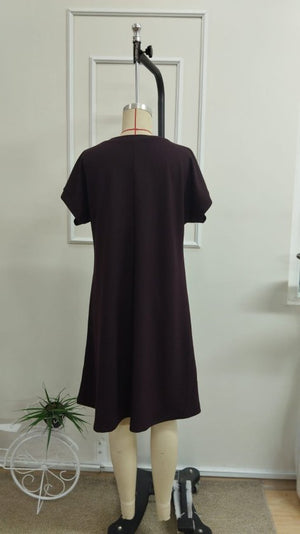 Rochie scurtă din modal pentru femei, cu mânecă scurtă și decolteu în V, 33311