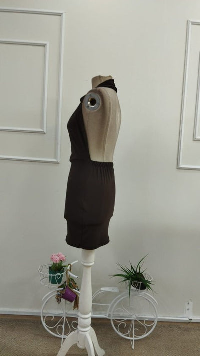 Costum de scafandru scurt, cu decolteu halter, plisat, spate descuiat, pentru femei, 33398