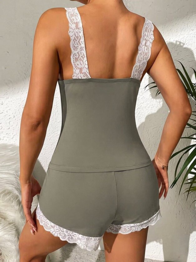 Set de cămașă de noapte pentru femei, din viscoză, cu decolteu în V și bluză și pantaloni scurți, 33448