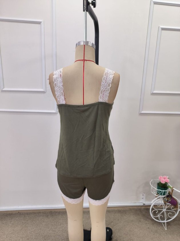 Set de cămașă de noapte pentru femei, din viscoză, cu decolteu în V și bluză și pantaloni scurți, 33448