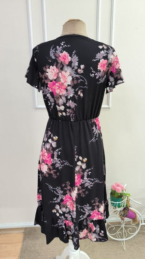 Rochie midi Supreme pentru femei, cu mânecă scurtă, decolteu în V și model, 33474