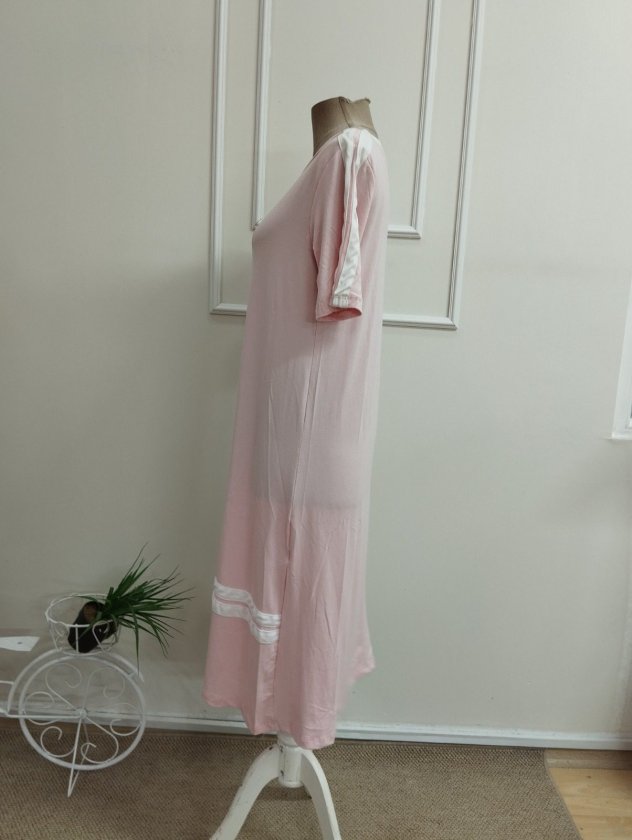 Rochie midi cu mâneci scurte, guler barcă, cu detaliu șnur, din viscoză, 37493