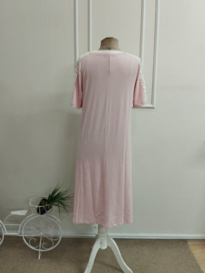 Rochie midi cu mâneci scurte, guler barcă, cu detaliu șnur, din viscoză, 37493