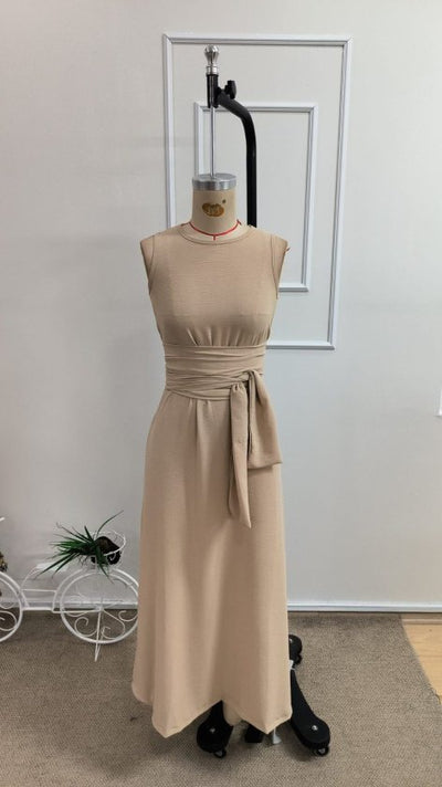 Rochie lungă de damă Aerobin, cu umerii goi și șiret în talie, 33495