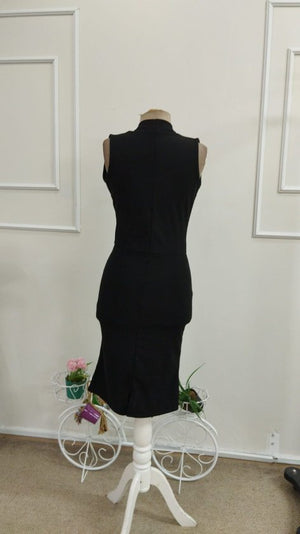 Rochie midi din crep importat, cu guler înfășurat și bretele pentru femei, 33567